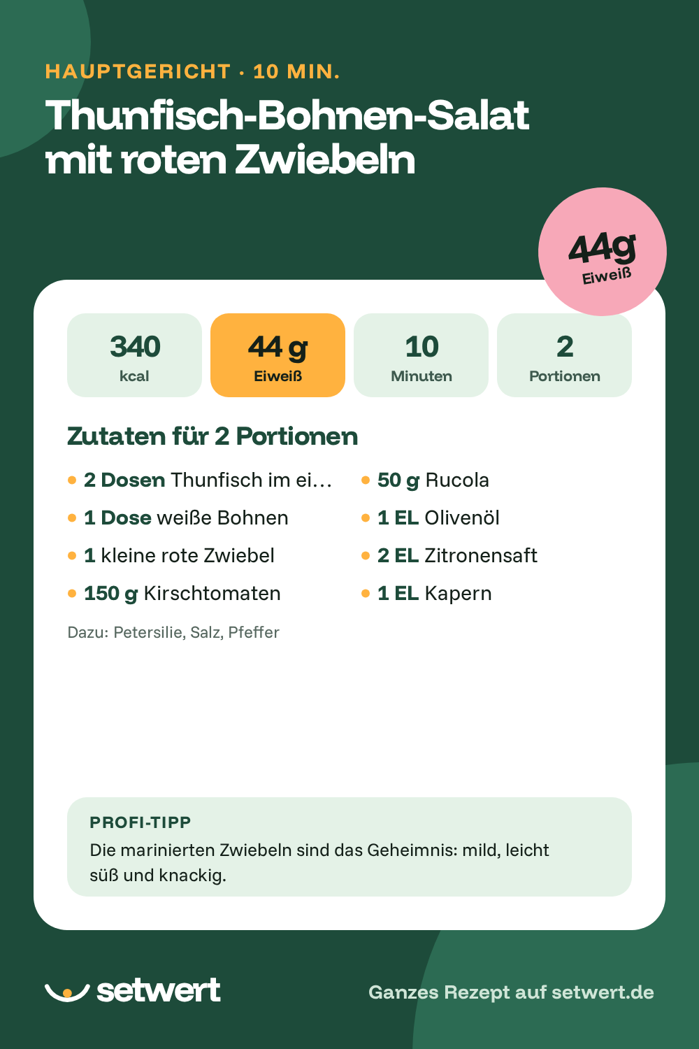 Rezeptkarte: Thunfisch-Bohnen-Salat mit roten Zwiebeln